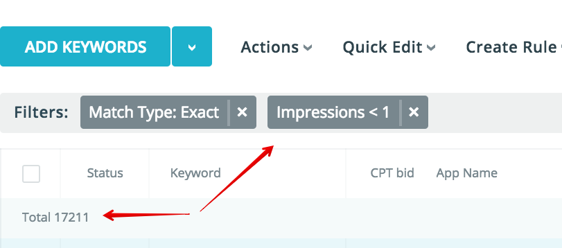 Exact Match SearchAdsHQ filters